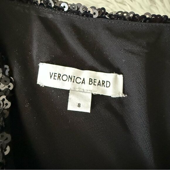 Veronica Beard Bader One Shoulder Black Sequins Midi Dress Size 8 - Picture 8 of 12